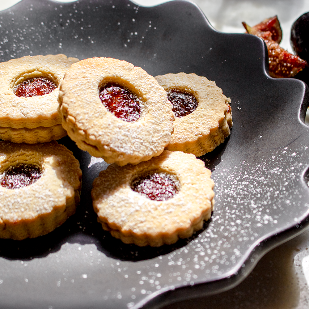 Linzer Cookies with White Truffle Fig Jam